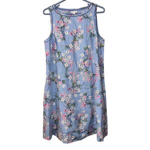 J. Jill Love Linen women’s blue floral 100% linen sleeveless dress (size small)